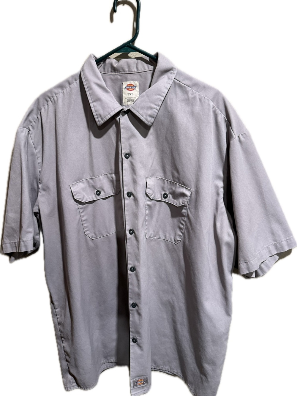 Dickies Men's Light Gray Short-Sleeve Button-Down Work Shirt